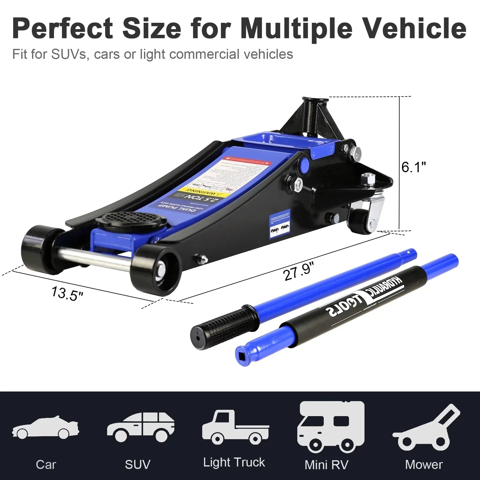 3 Ton Floor Jack, Hydraulic Low Profile Car Jack, Heavy Duty Steel Hydraulic Jack Floor Jack with Dual Piston Quick Lift Pump, Lifting Range 5.1-20
