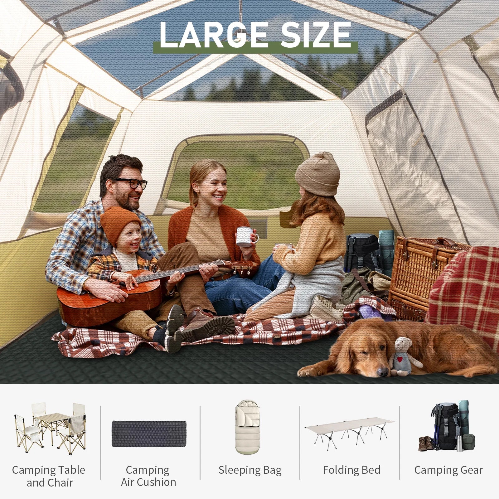 Zimtown 10 Person Tent Large Multi Room Tent for Family Camping Cabin Huge Tent with Carry Bag