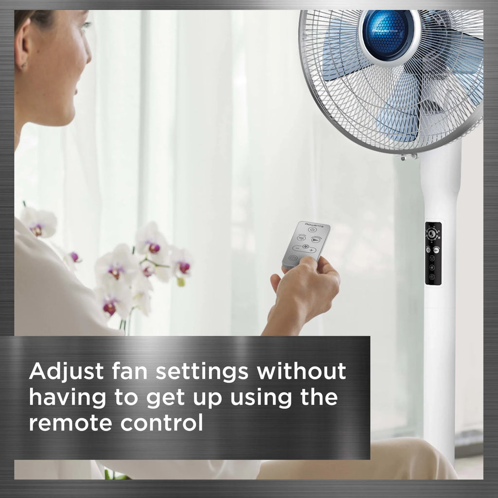 Rowenta Turbo Silence Standing Floor Fan with Remote, 53 in, Portable, 5 Speeds, VU5670