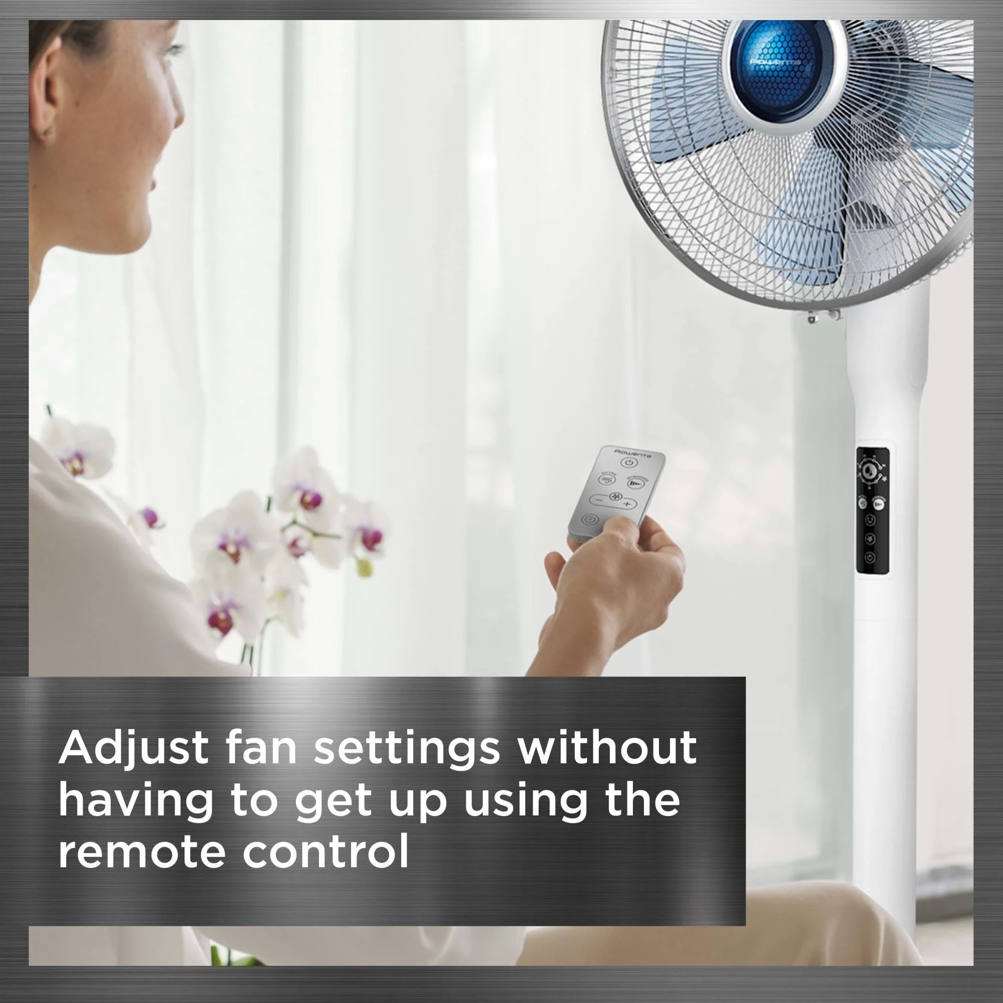 Rowenta Turbo Silence Standing Floor Fan with Remote, 53 in, Portable, 5 Speeds, VU5670