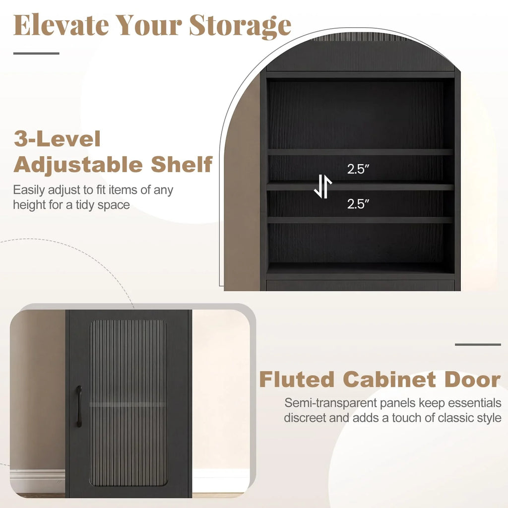 Tangkula 67” Tall Bathroom Cabinet Adjustable Open Shelf Space-Saving Modern Corner Tower