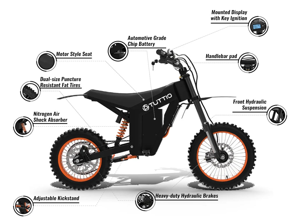 TUTTIO Soleil01 Electric Dirt Bike for Adults, 48V 21ah 200n.m, 2000W Motor, Max 37mph, Maximum Range 45 Miles, Dirt Bikes