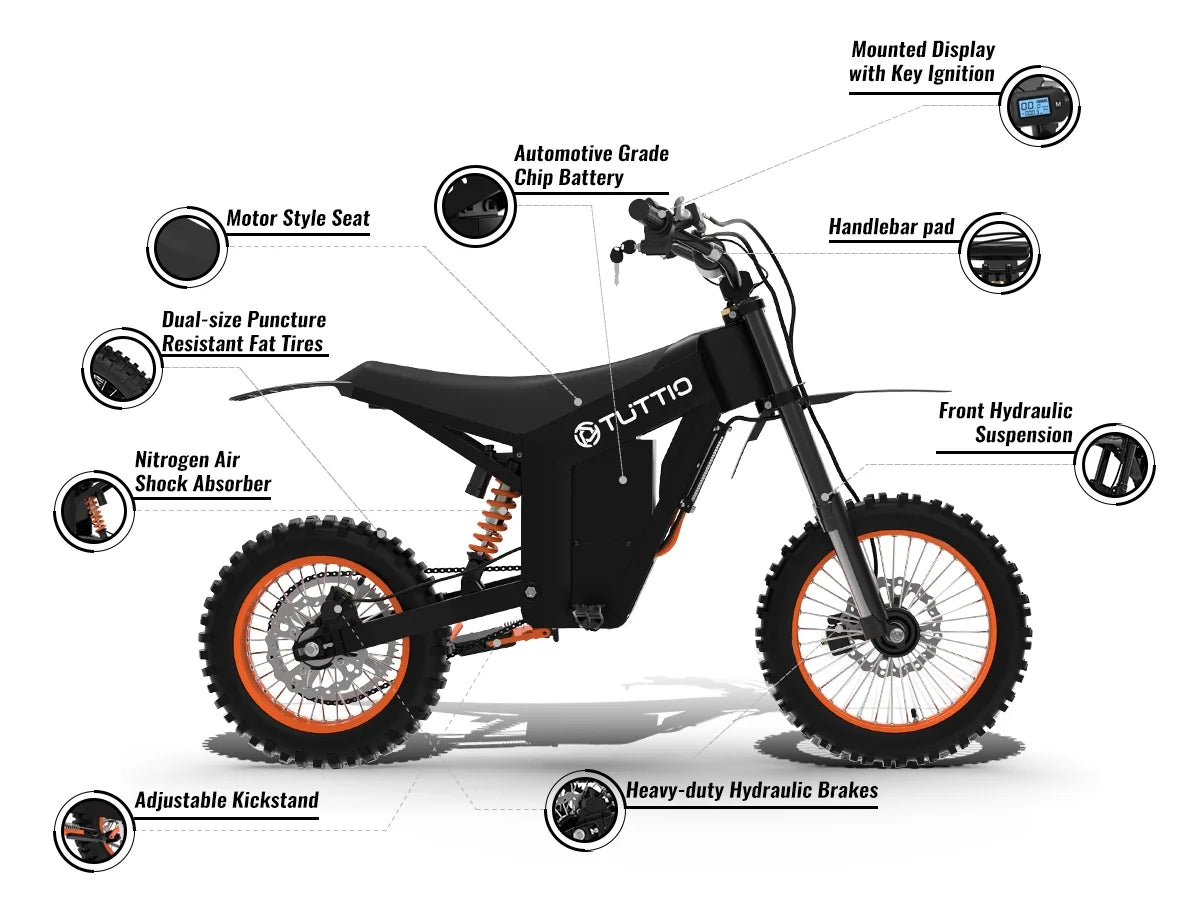TUTTIO Soleil01 Electric Dirt Bike for Adults, 48V 21ah 200n.m, 2000W Motor, Max 37mph, Maximum Range 45 Miles, Dirt Bikes