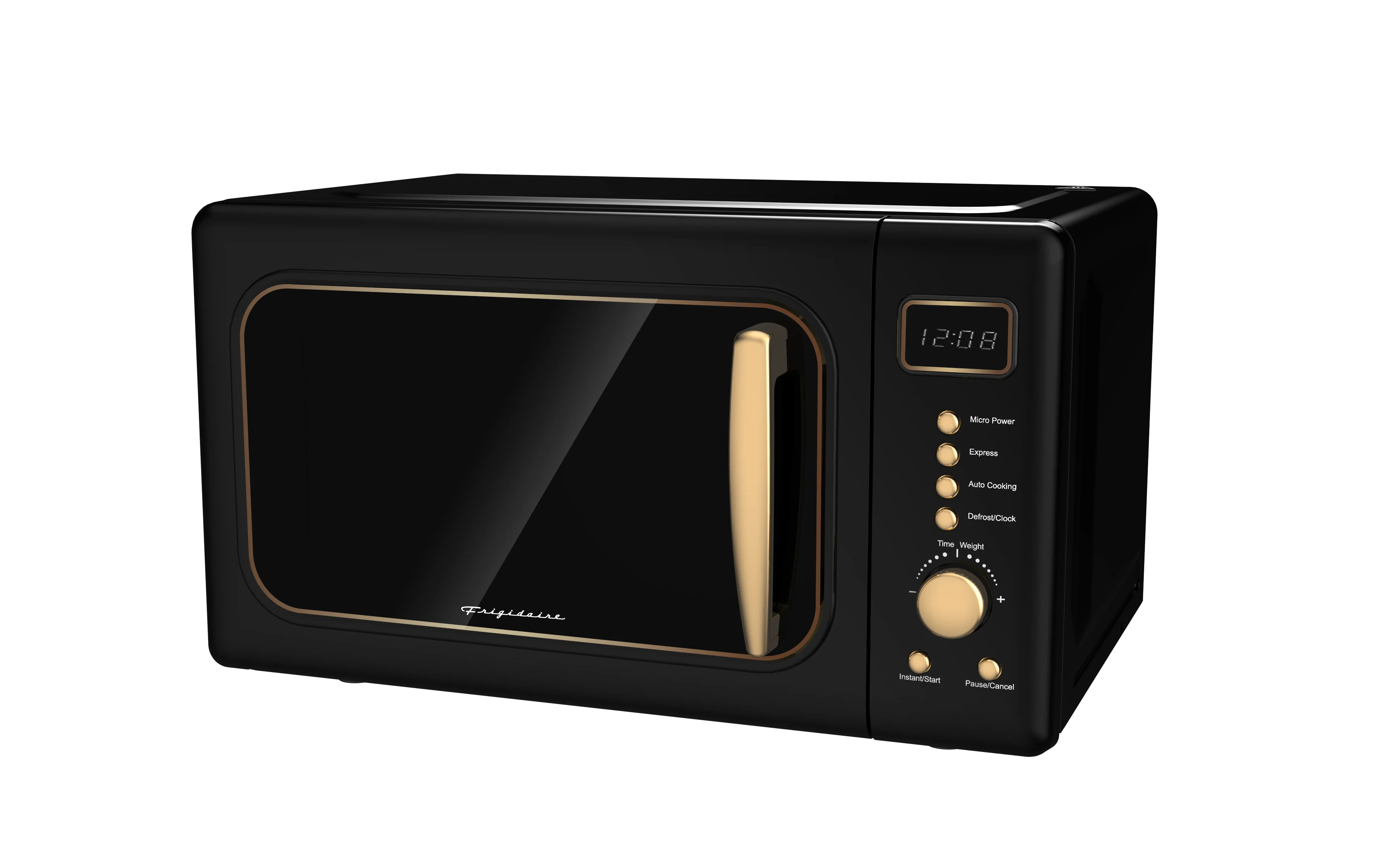 Frigidaire 0.7 Cu. Ft. Retro Countertop Microwave Oven, Black and Gold