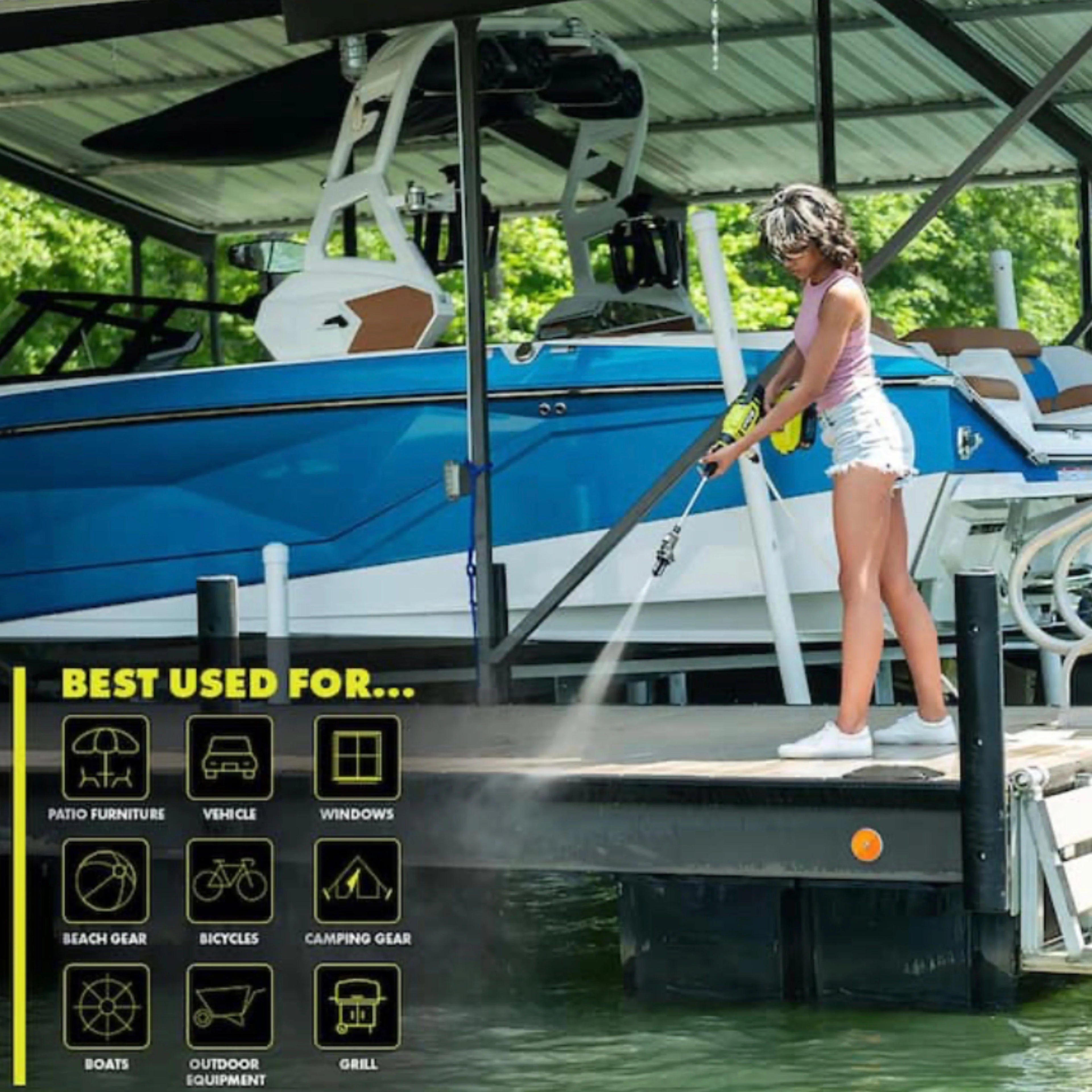 Ryobi ONE+ HP 600 PSI at 0.7 GPM 18V Cordless Electric Cold Water Power Cleaner, 20 Ft. Siphon Hose