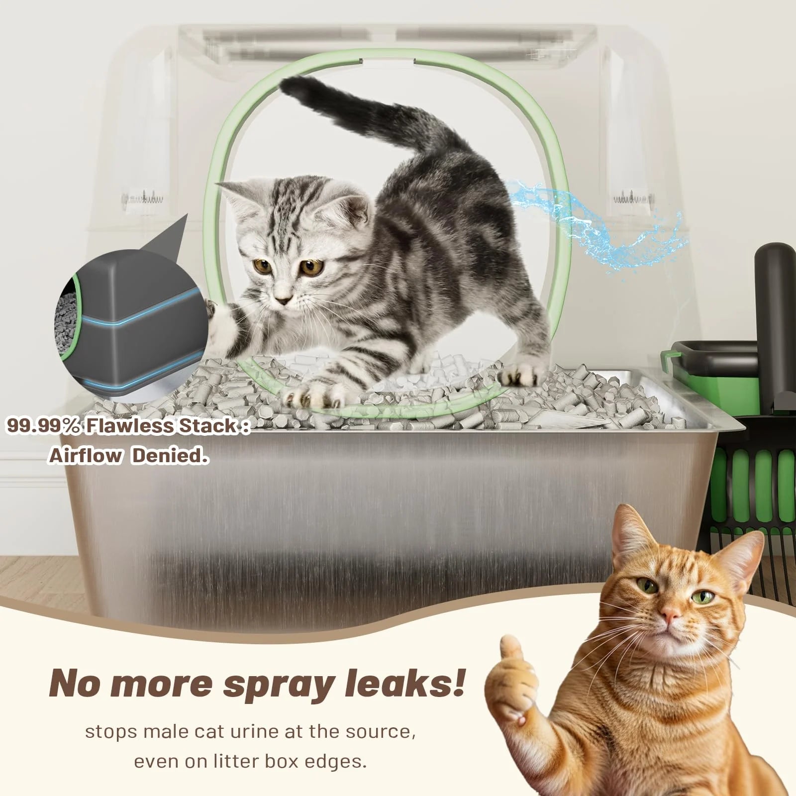 AECOJOY Extra Large Enclosed Stainless Steel Cat Litter Box Enclosure with Lid