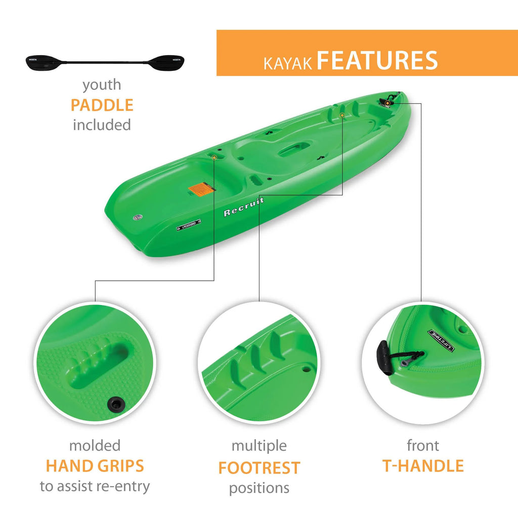 Lifetime Recruit 6.5 Ft Youth Sit - on - Top Kayak, Lime Green (90765)