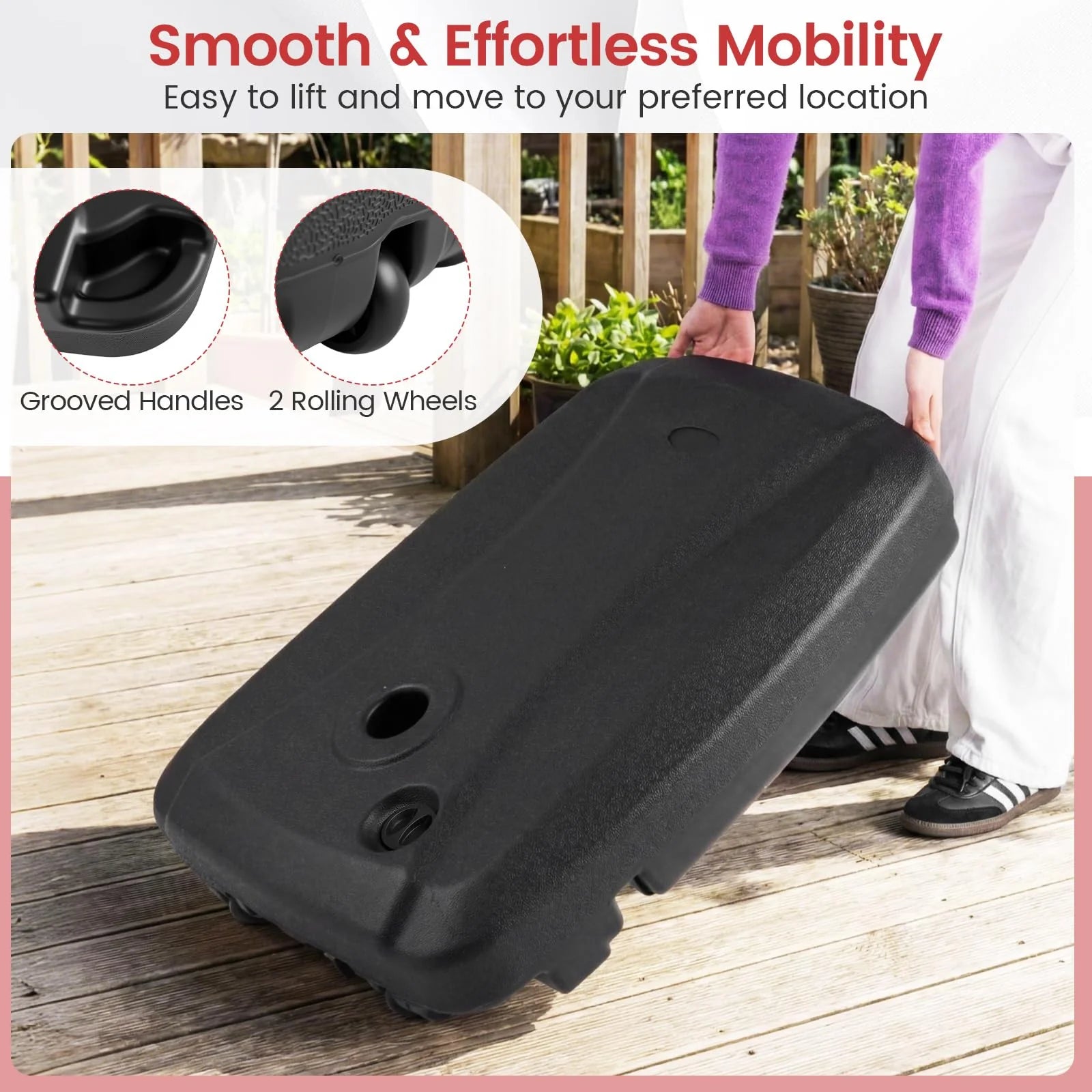 225 LBS Cantilever Patio Umbrella Base with Wheels and Crossed Base