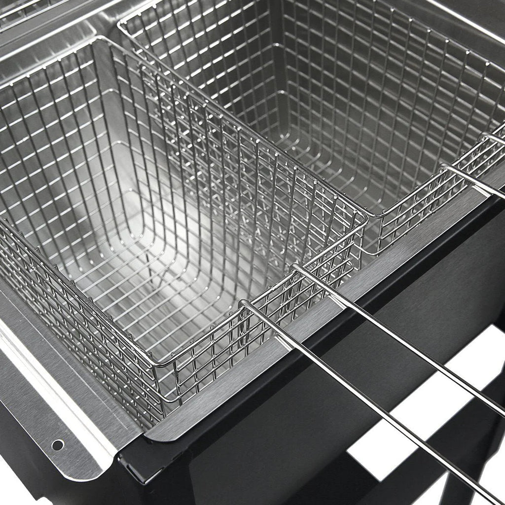 Barton High - Pressure Deep Fryer Triple Basket Dual Burner Stainless Steel Cooker Fryer Black