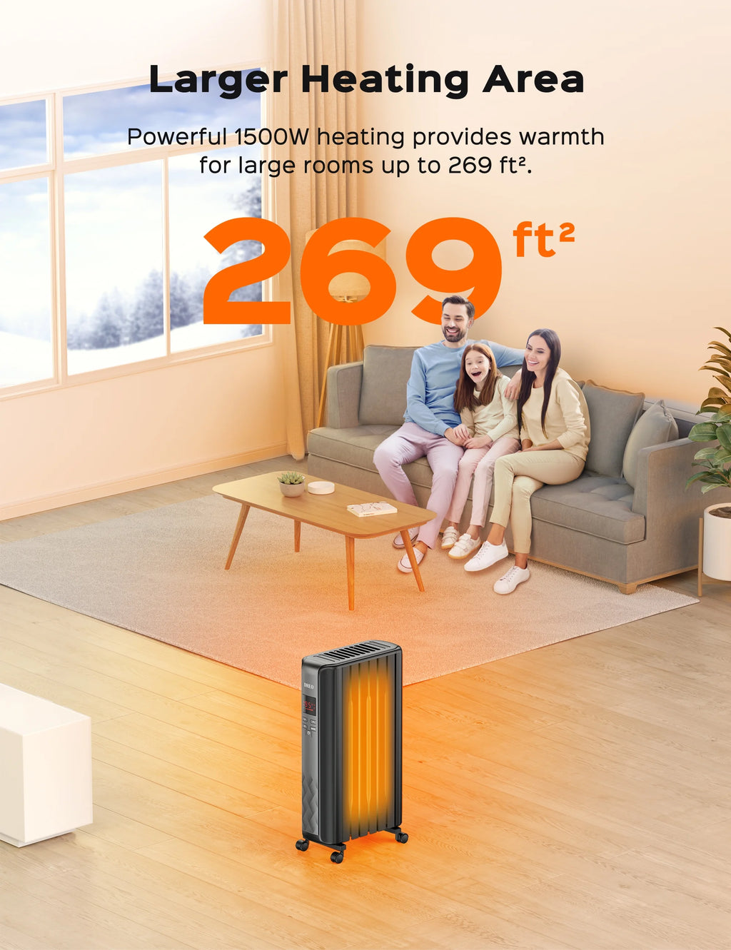 Dreo Oil Filled Radiator, Electric Radiant Heaters for Indoor Use Large Room with Remote Control, Child Lock, 4 Modes, Overheat & Tip - Over Protection, 24h Timer, Digital Thermostat, Quiet, 1500W