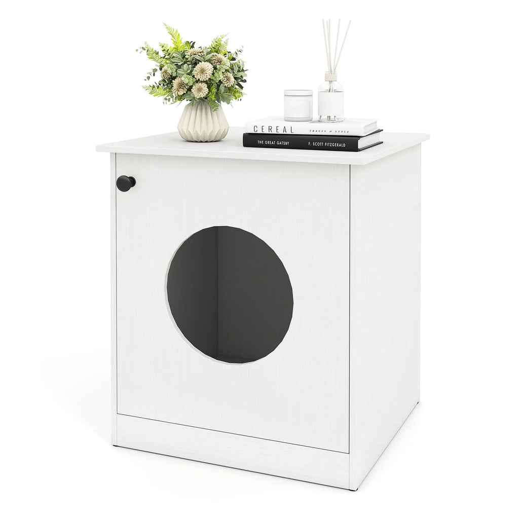 Tangkula 22 Inch Modern Hidden Cat Litter Box Furniture with Front Entry Door