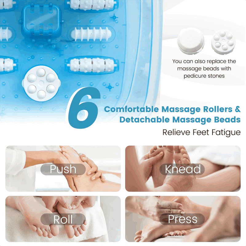Foot Spa Bath Massager w/ Heat, Bubbles & Vibration Mode, Digital Temp Control, 12 Rollers, Pedicure Stone, Foot Soaker Tub for Relaxation