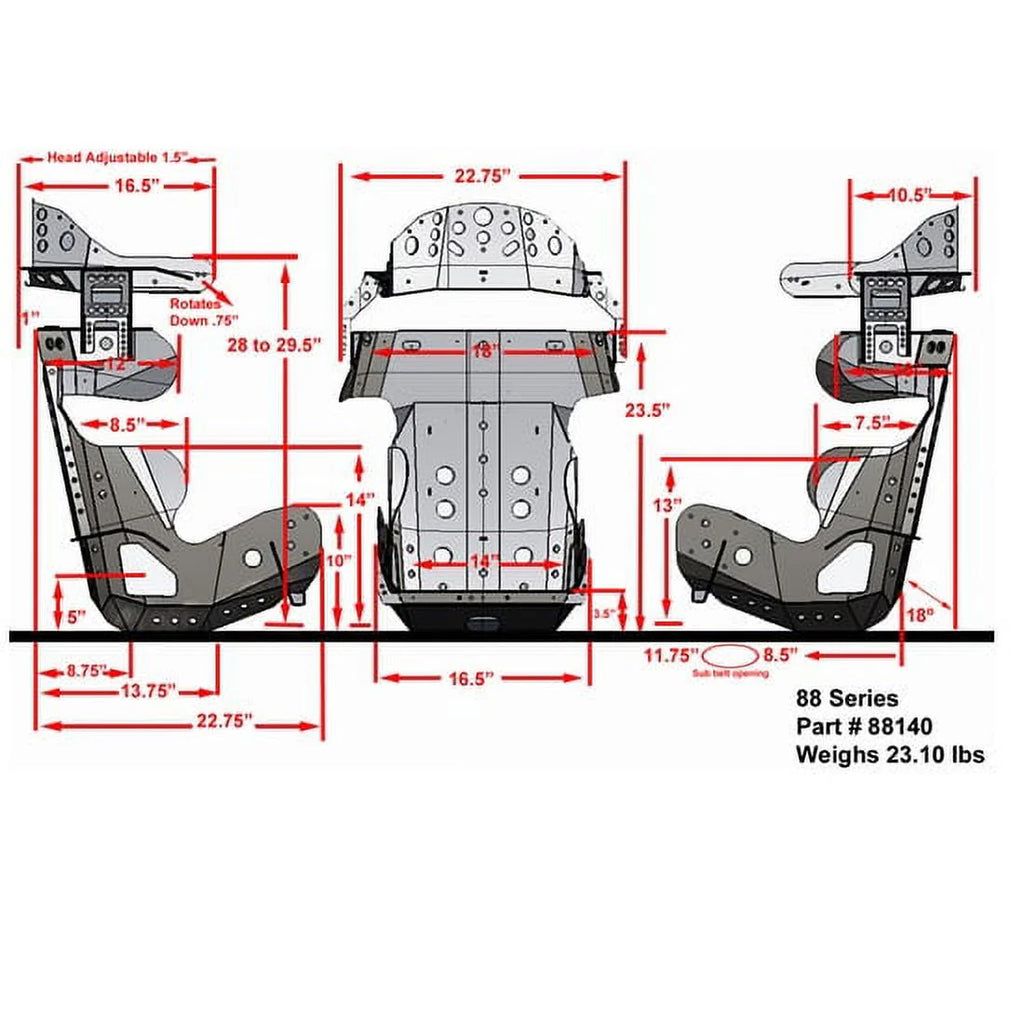 Kirkey 88 Series 18 Degree Racing Seat, 18.5 in