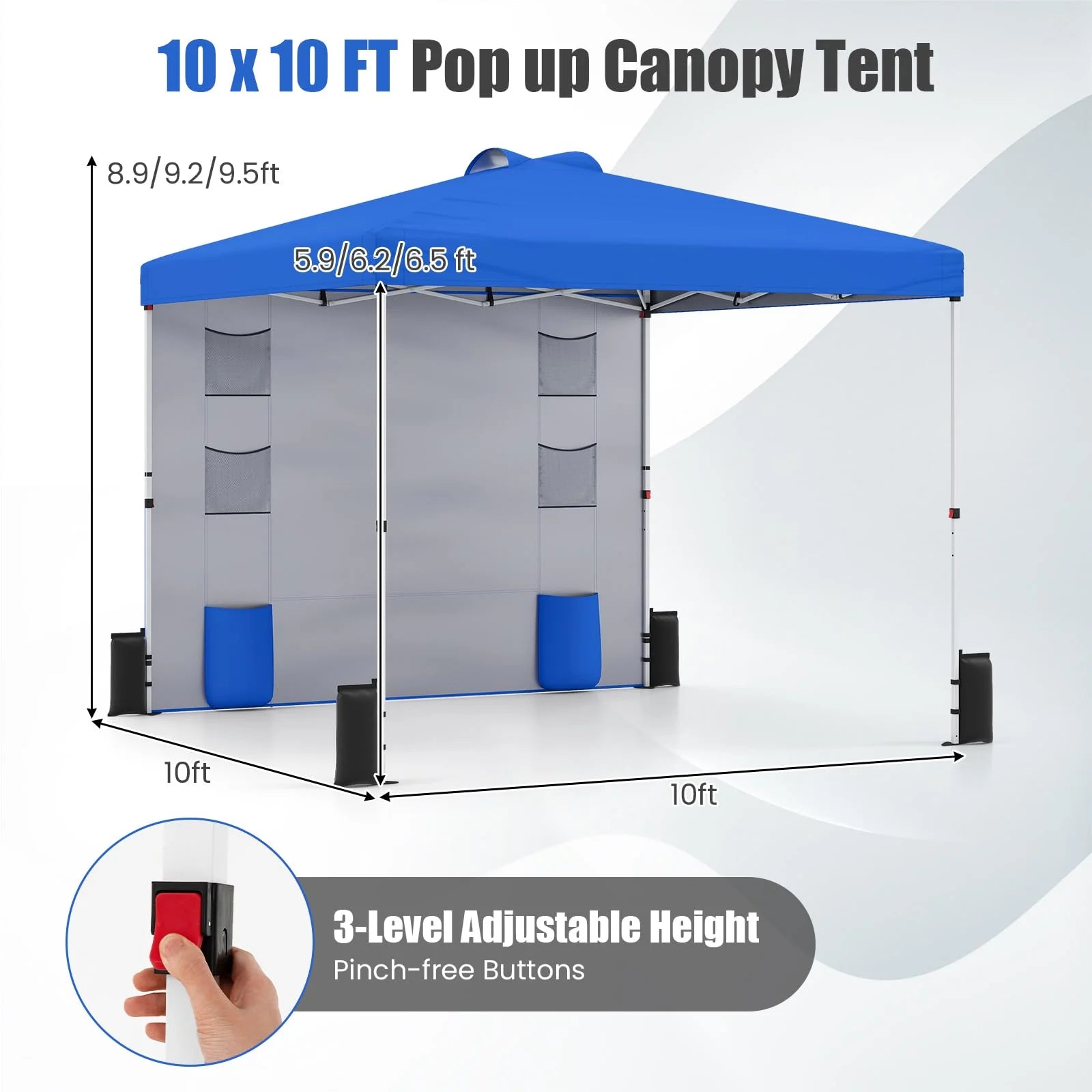 Tangkula 10x10 Ft Pop Up Canopy with Sidewall UPF50+ Commercial Canopy