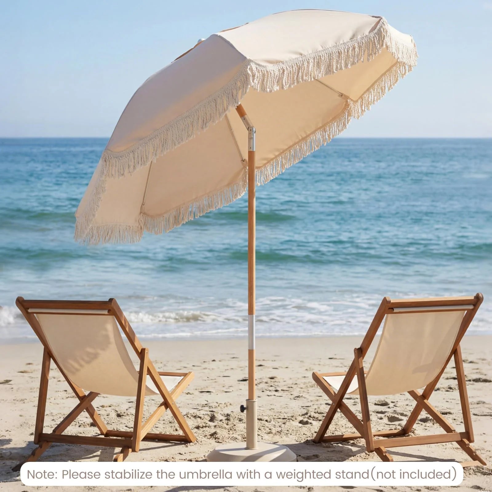 Tangkula 6 FT Tassel Market Table Umbrella with Push Button Tilt