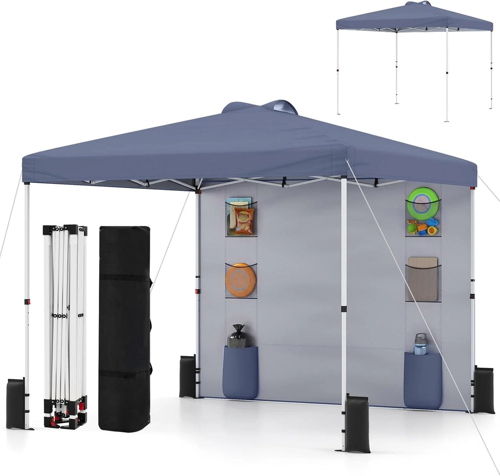 Tangkula 10x10 Ft Pop Up Canopy with Sidewall UPF50+ Commercial Canopy