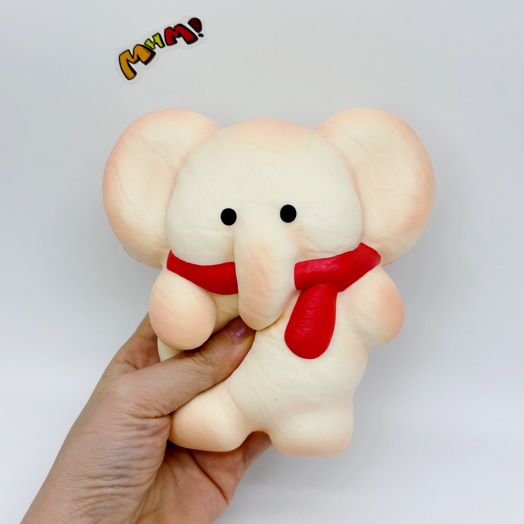🐘🧣 Scarf Elephant Squishy - 4 Cute Bear Styles with Colorful Scarves Slow Rising Stress Relief Toy