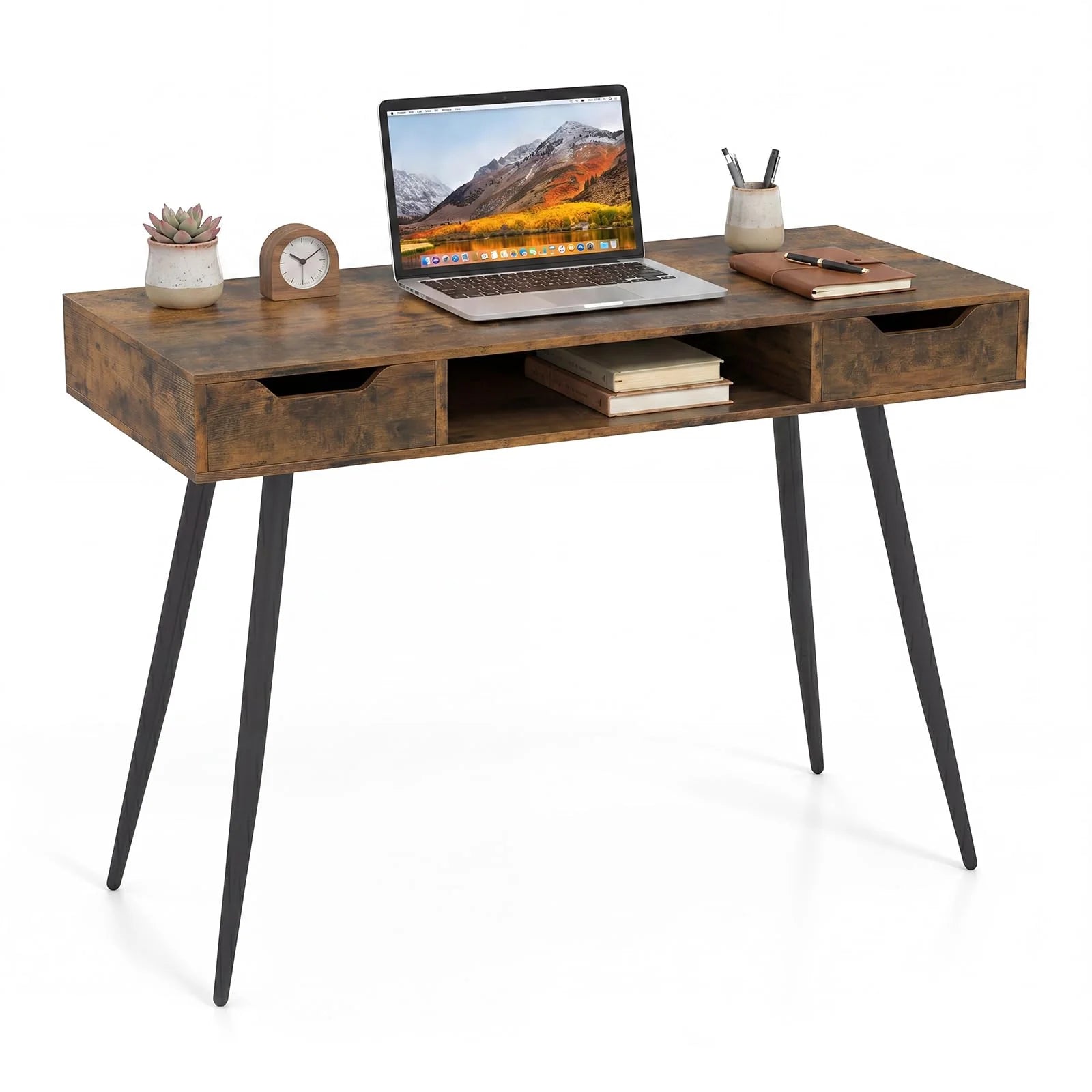 Tangkula Mid Century Modern Computer Desk for Home Office & Compact Spaces