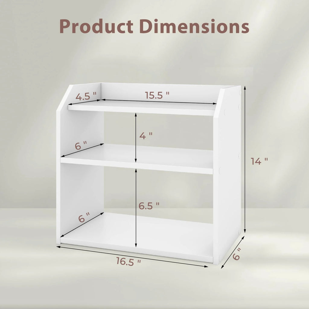 Tangkula 3-Tier Wooden Countertop Bookcase with Guardrails