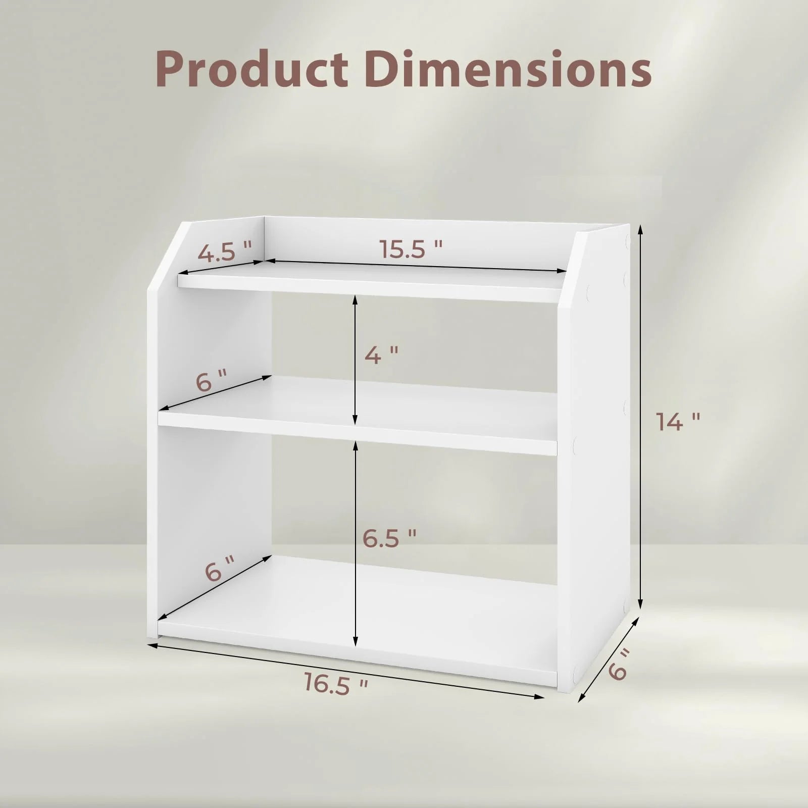 Tangkula 3-Tier Wooden Countertop Bookcase with Guardrails
