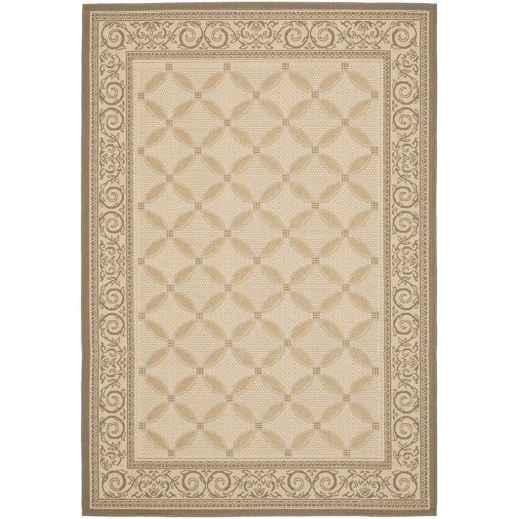 SAFAVIEH Courtyard Cohen Bordered Indoor/Outdoor Area Rug, Dark Beige/Beige, 9' x 12'