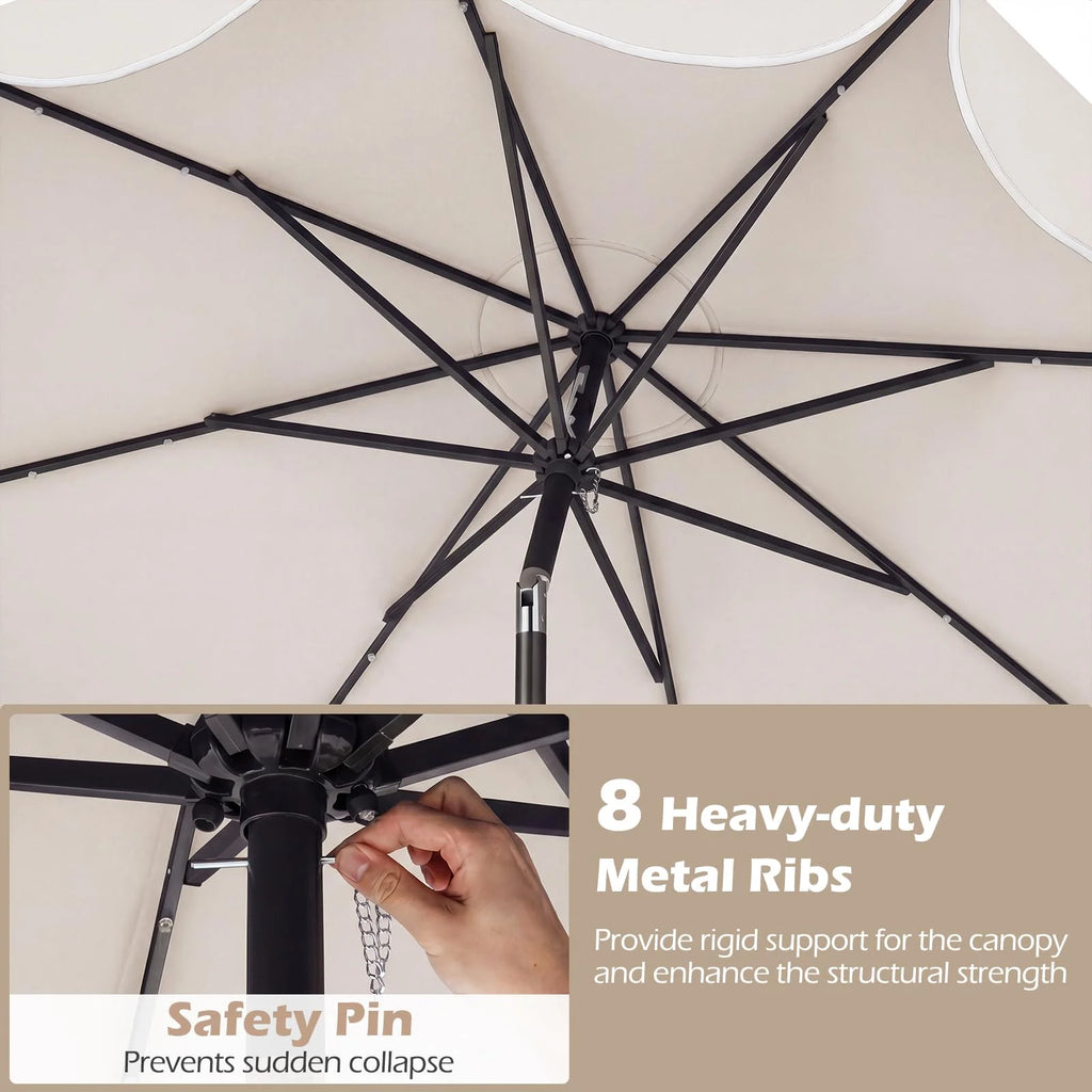Tangkula 9 FT Solar Patio Umbrella with Base Included