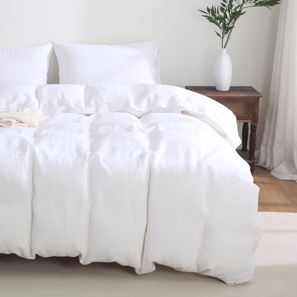 100% Pure Linen Duvet Cover with Button Closure and Corner Ties Soft & Breathable - Natural Full/Queen