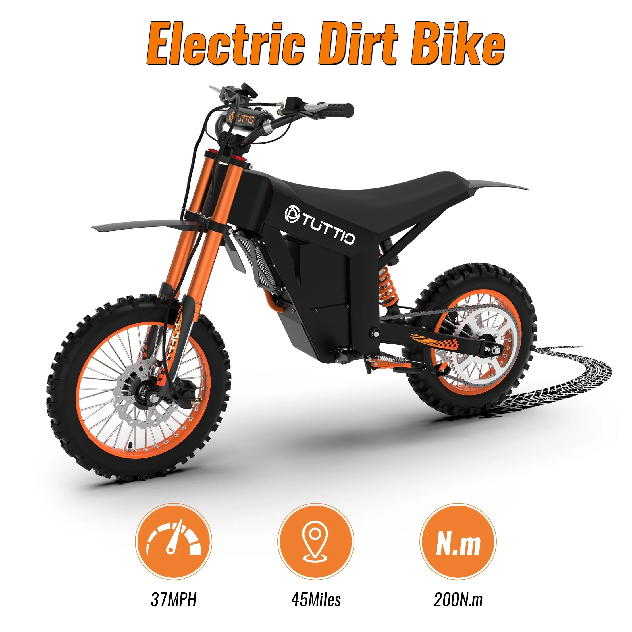 TUTTIO Soleil01 Adult Electric Dirt Bike (with Branded Helmet), 2000W, 48V 21ah Battery, 37mph Full Suspension Mountain E - Bike, 200nm Torque All - Terrain Electric Motorcycle