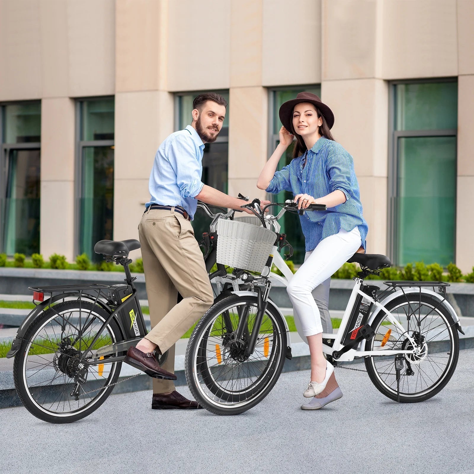 PEXMOR Electric Bike for Adults 350W (Peak 500W) City Commuter Ebike 36V 12.5AH Removable Battery 26" Cruiser Electric Bicycle Shimano 6-Speed | Dual Shock Absorber | Basket