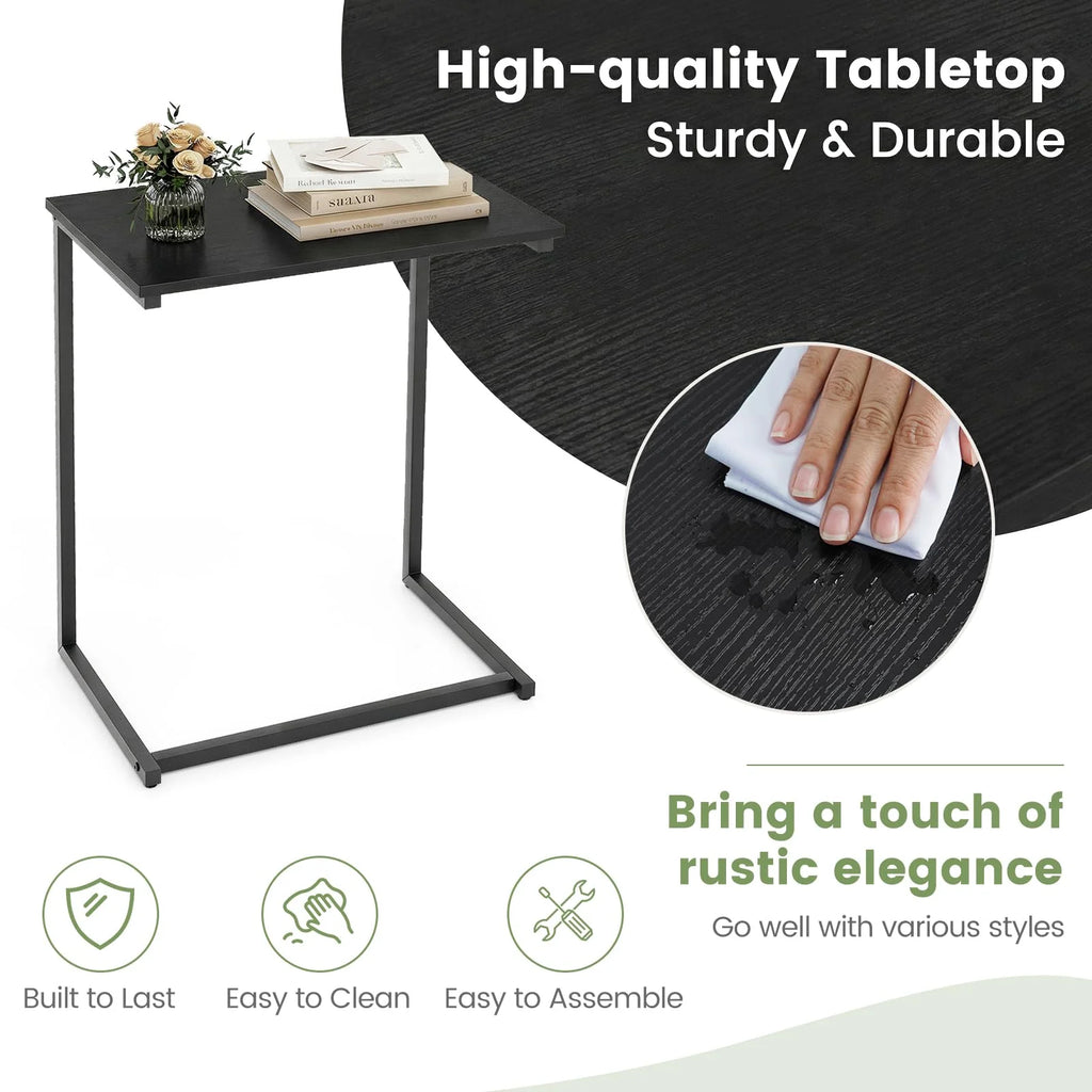 Tangkula 26.5" C-Shaped End Table for Bed