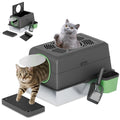 AECOJOY Extra Large Enclosed Stainless Steel Cat Litter Box Enclosure with Lid