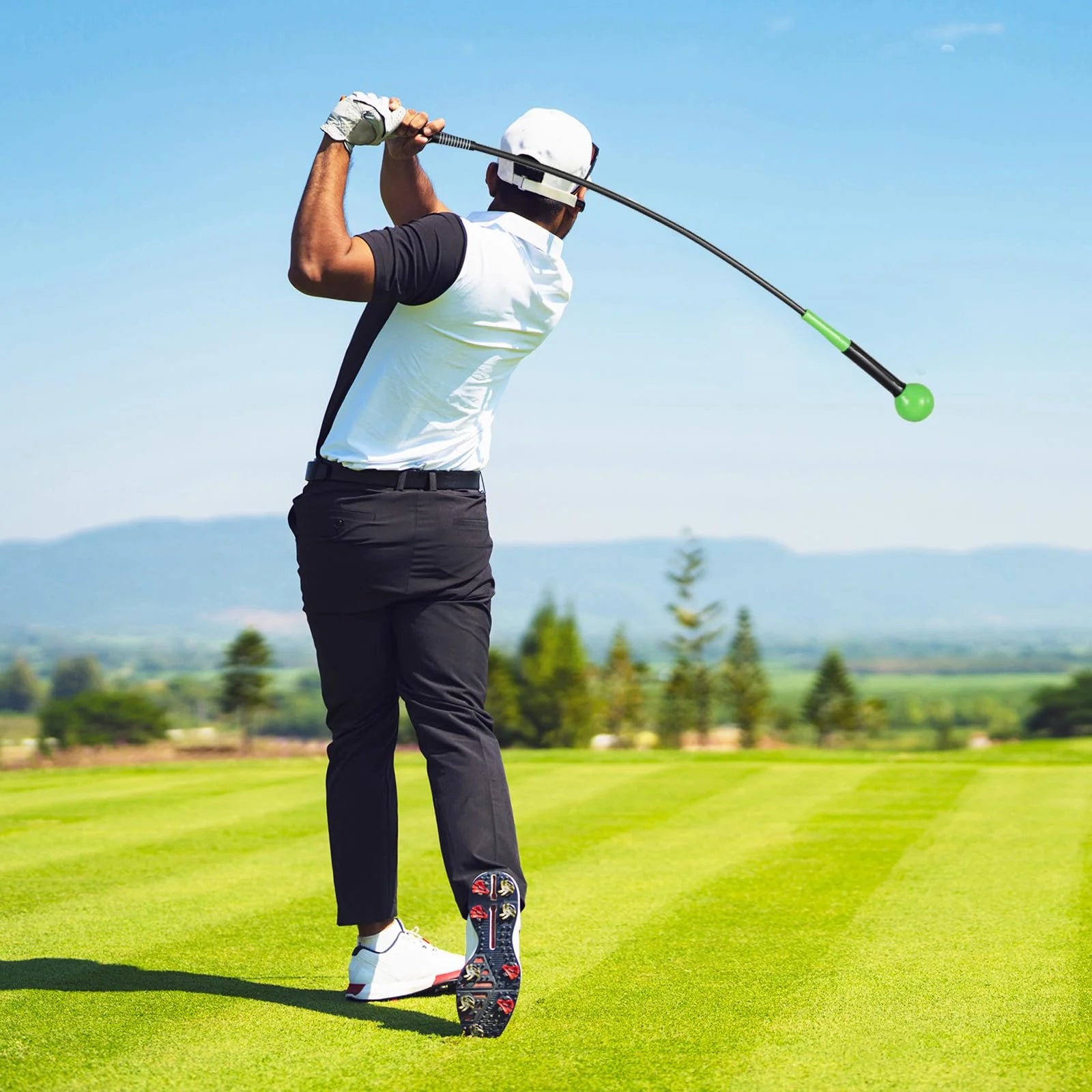 Tangkula Golf Swing Trainer 47"/40"/31.5" Warm-Up Golf Practice Training Aid with Weighted Head for Grip