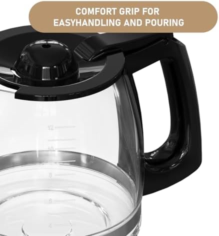 12-Cup Replacement Coffee Carafe Compatible with Hamilton Beach Coffee maker Pot 49902, 49915, 49905C, CM4309, 49317, 49467, 49611, 49904, 49934, 46230, 46290, 46293, 46294, 46299