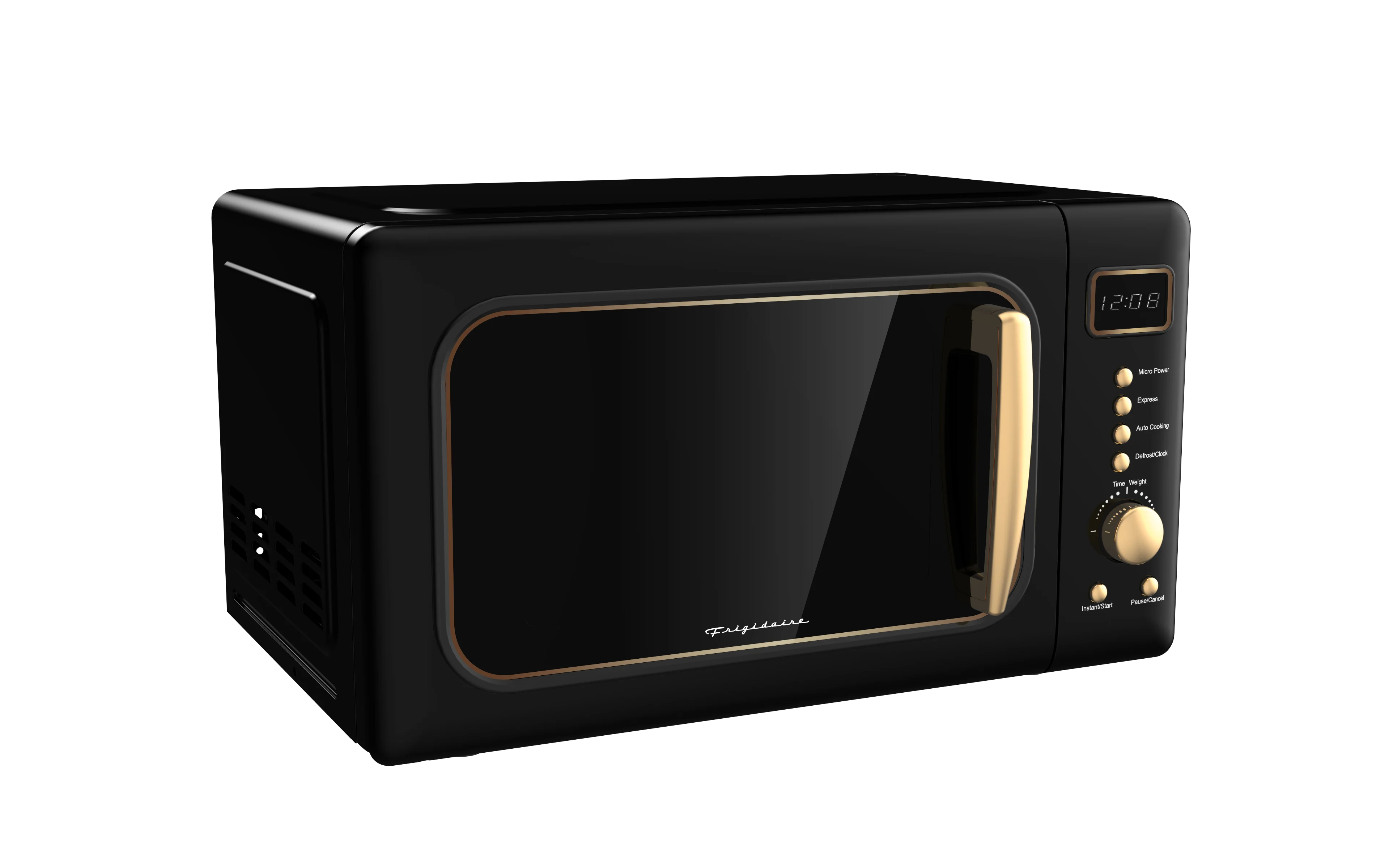 Frigidaire 0.7 Cu. Ft. Retro Countertop Microwave Oven, Black and Gold