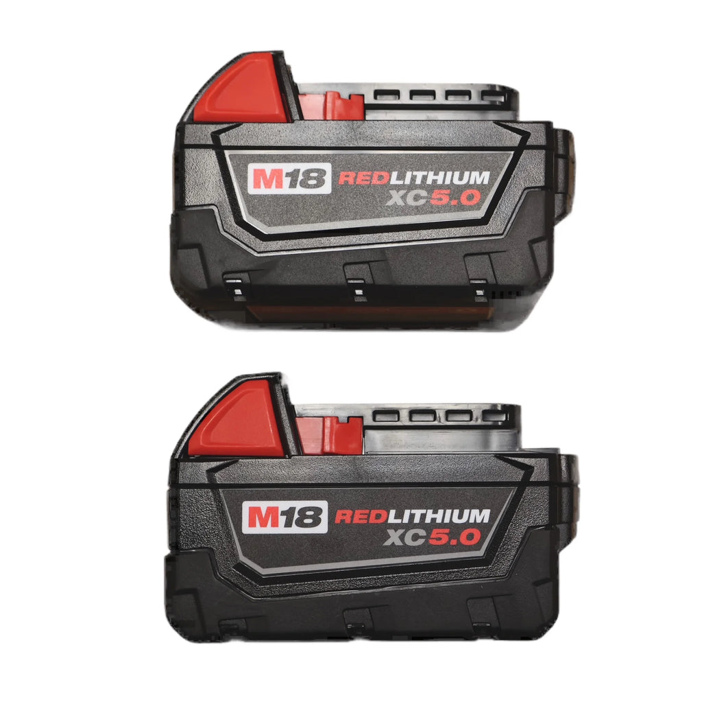 Milwaukee M18 REDLITHIUM XC5.0 Battery Starter Kit - (2) 5.0ah Batteries & M18/M12 Charger, 2.5X Runtime, REDLINK Intelligence, Cold Weather Performance (Model 48 - 59 - 1852B)