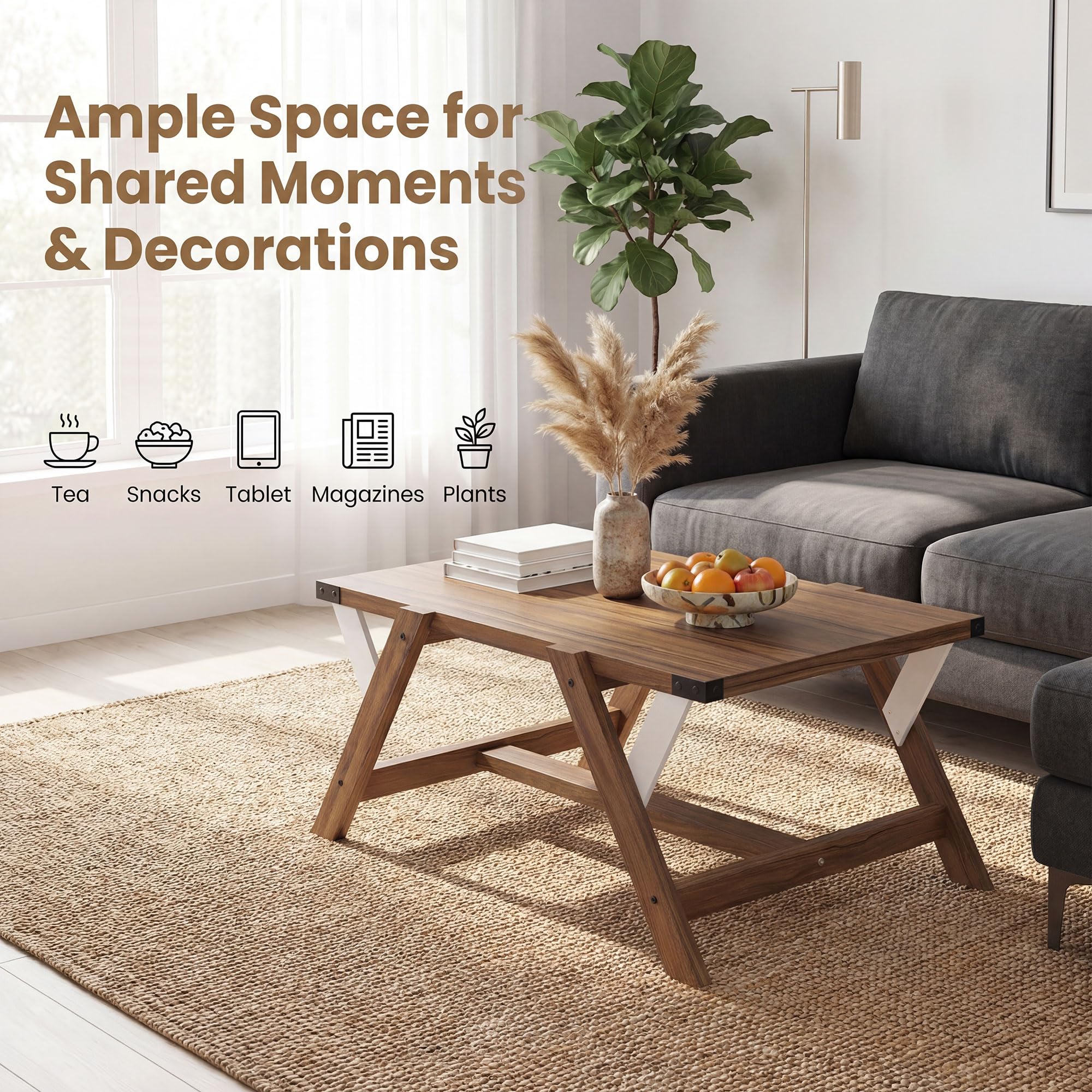 Tangkula  35.5-Inch Rectangle Wooden Center Table for Living Room