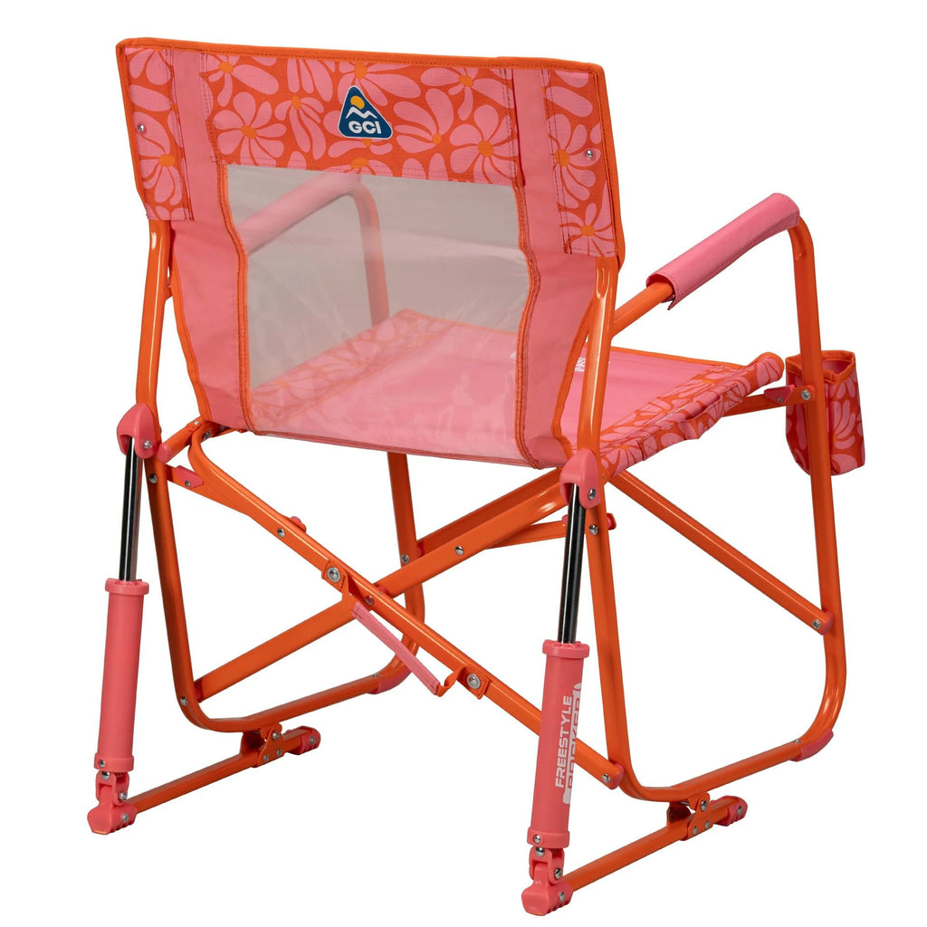 GCI Outdoor Freestyle Rocker Foldable Rocking Camp Chair, Purple Floral