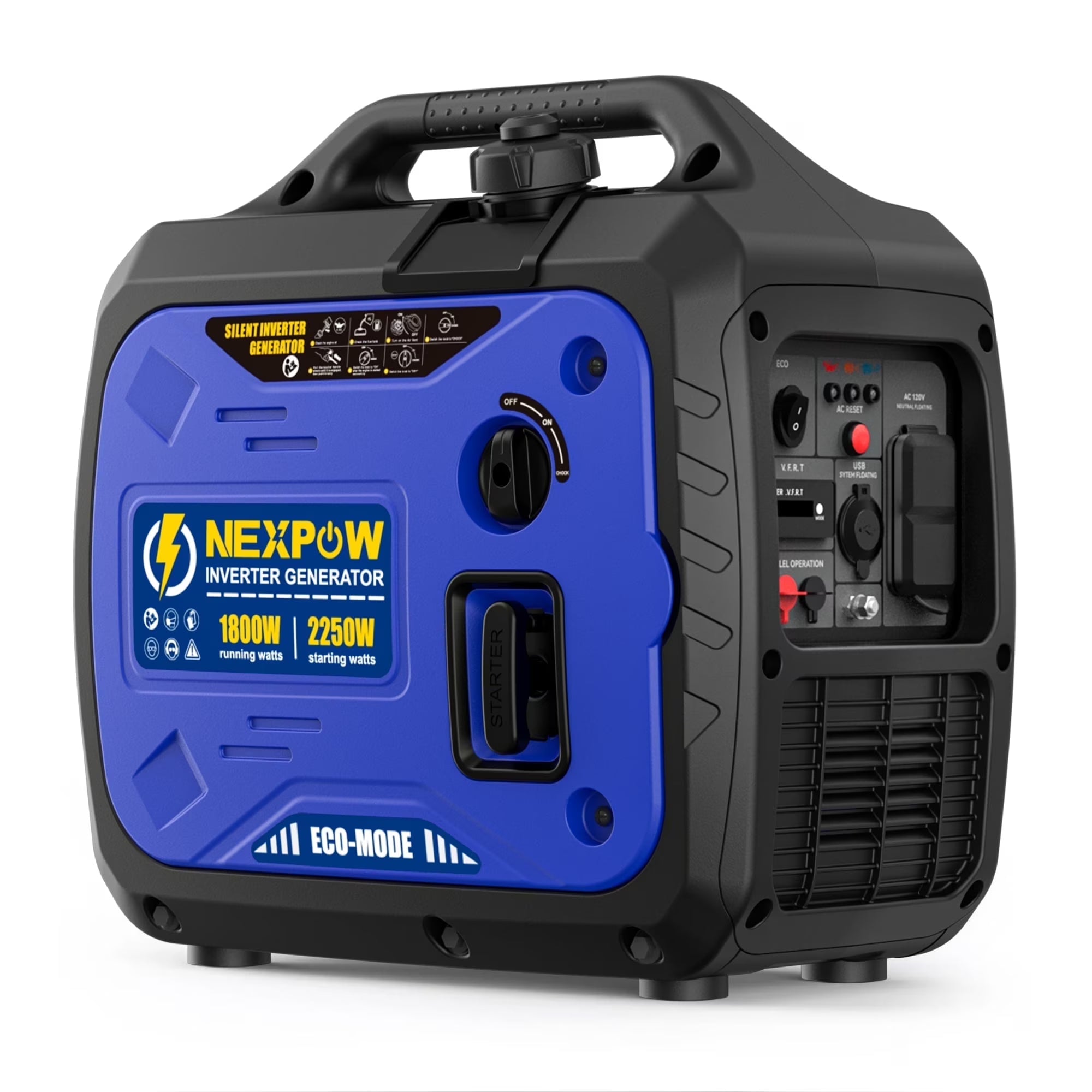 NEXPOW 2250W Portable Inverter Generator, Gasoline Power Quiet Lightweight for Backup Home & Camping, Eco - Mode Feature, Parallel Capability, EPA Compliant