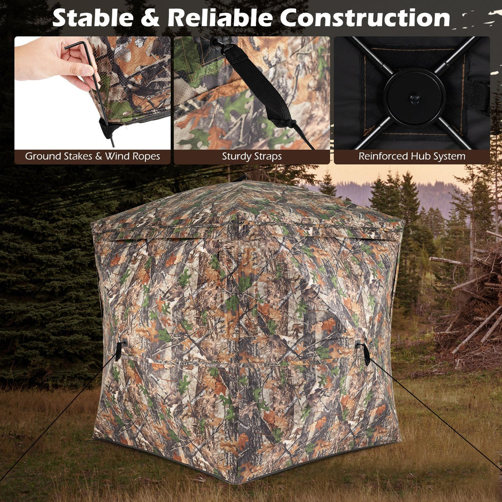 Tangkula 2-3 Person Pop-Up Deer Blind with Resilient Oxford Fabric & Silent Magnetic Door