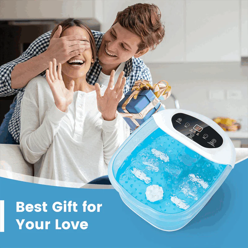 Foot Spa Bath Massager w/ Heat, Bubbles & Vibration Mode, Digital Temp Control, 12 Rollers, Pedicure Stone, Foot Soaker Tub for Relaxation