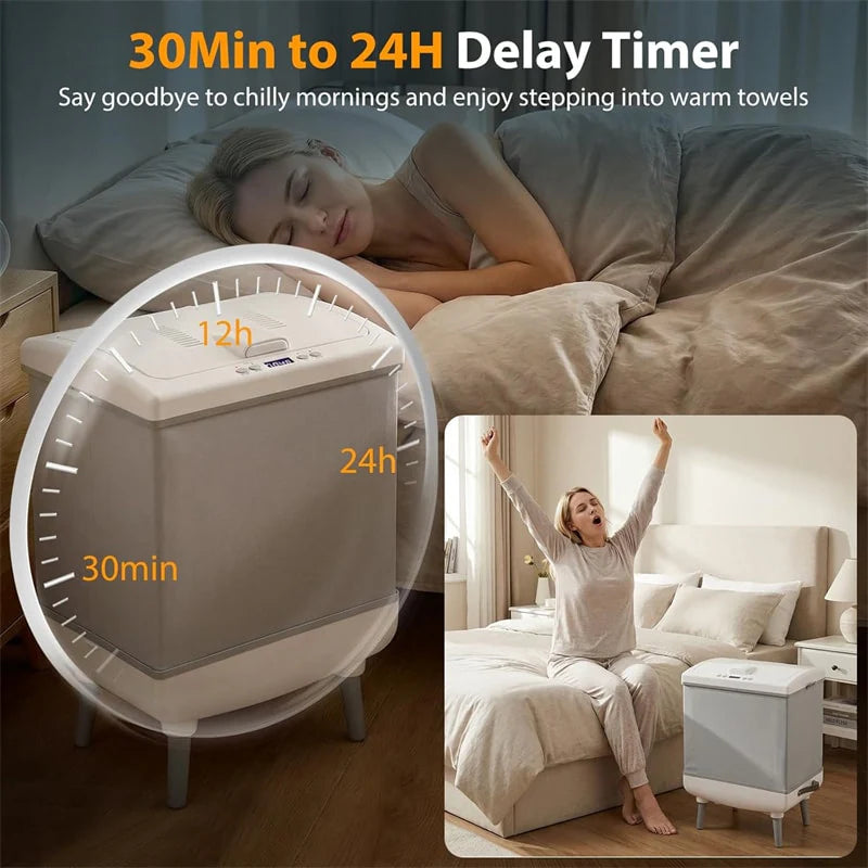 35L Large Towel Warmer Bucket for Bathroom, Foldable Blanket Warmer with Heat/Dry Modes, 24H Timer, Child Lock, Fits 3 Oversized 45"x70" Towels