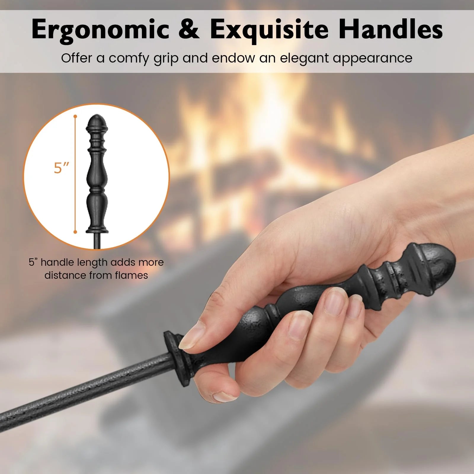 Tangkula 4 in 1 Indoor Outdoor Fire Place Set Tools with Poker