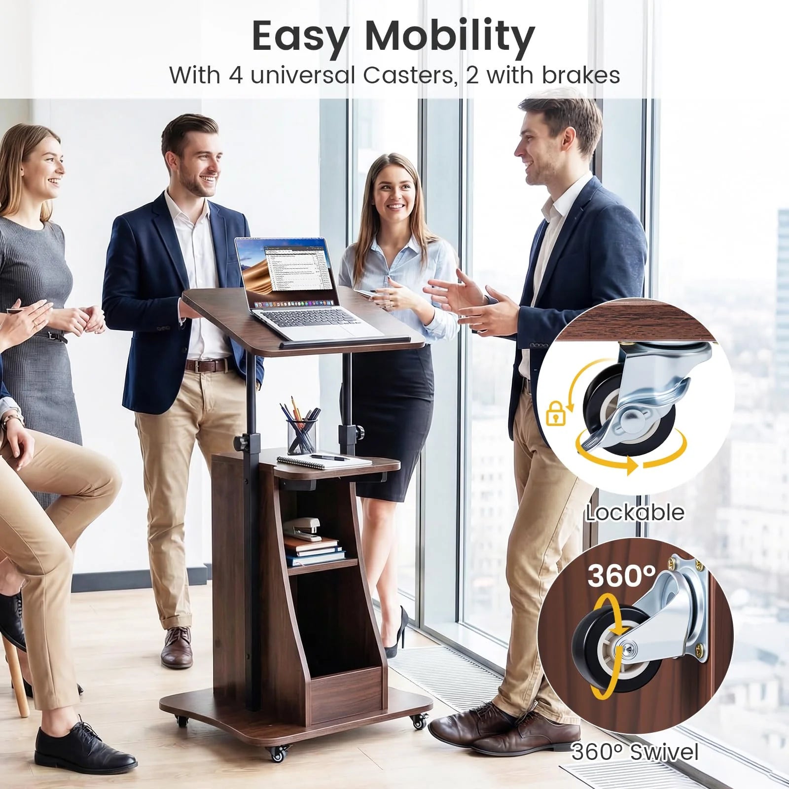 Tangkula Mobile Lectern Podium Height Adjustable Podium Stand
