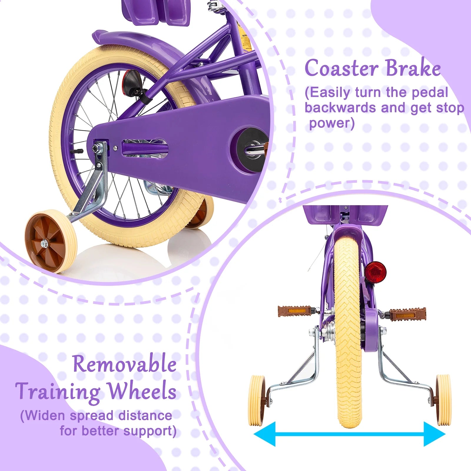 XJD Girls Bike for Toddlers and Kids Ages 2 - 12 Years Old, 12 14 16 in Kids Bike with Training Wheels & Basket, 20 in Girls Bicycle with Handbrake & Kickstand