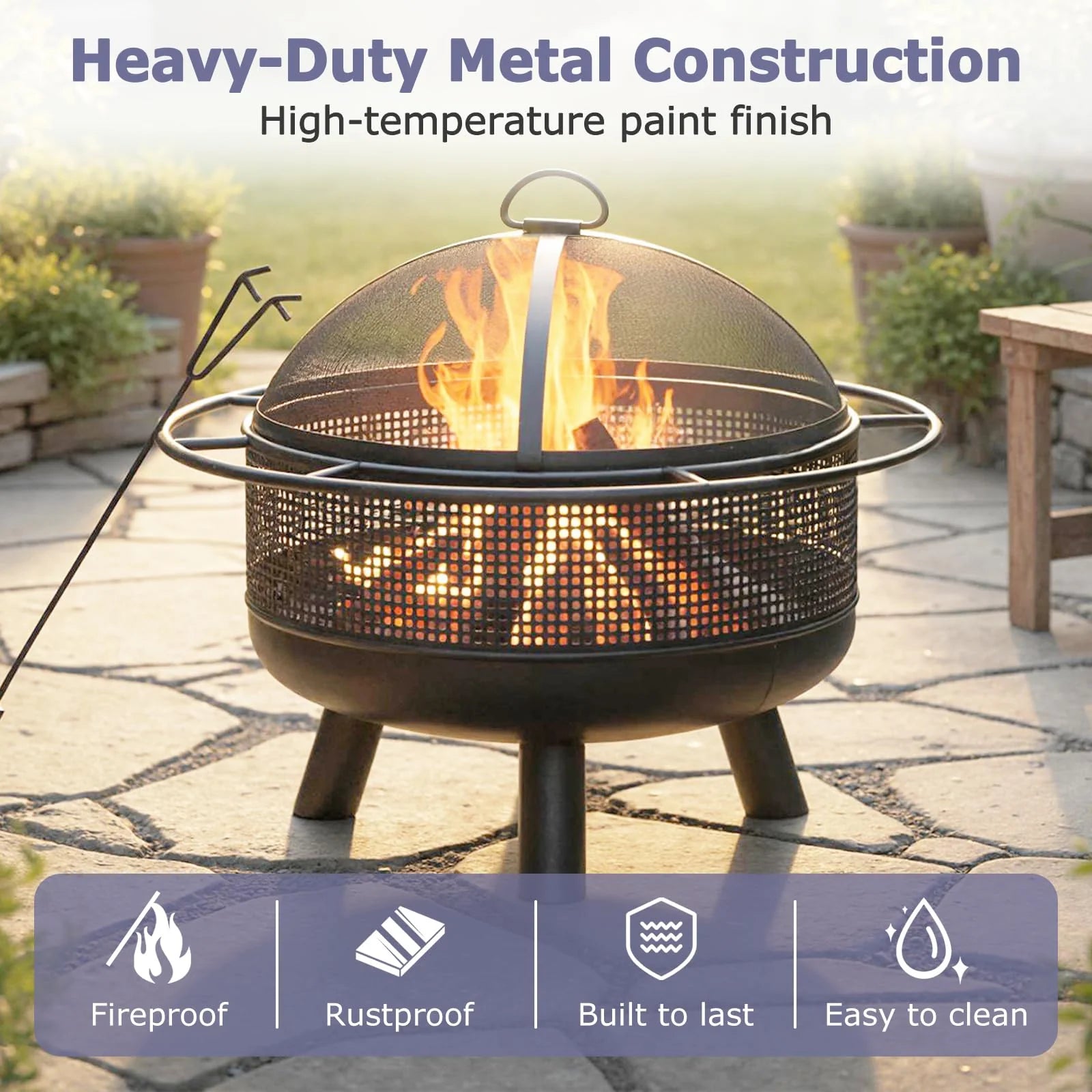 Tangkula Fire Pit for Outside Wood Burning