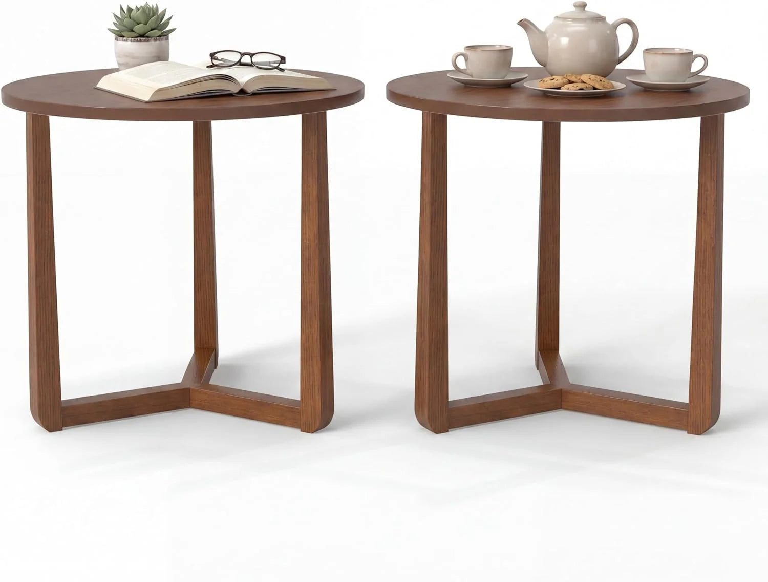 Tangkula Farmhouse Side Table | 22.5" Round End Table with Solid Rubber Wood Legs (1/2)