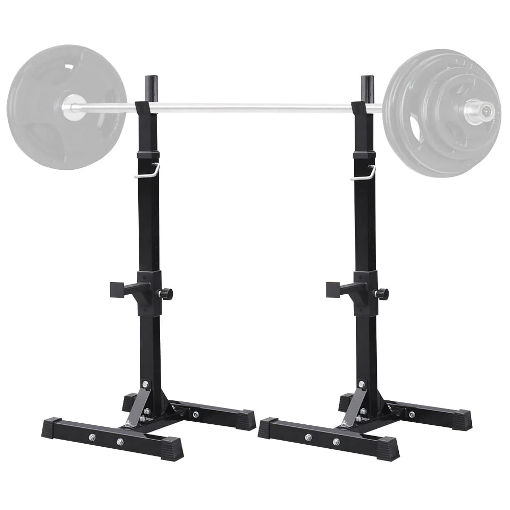 2 - Piece Adjustable Squat Stand Rack or Barbell Free Press Bench, Black