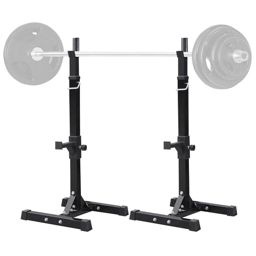 2 - Piece Adjustable Squat Stand Rack or Barbell Free Press Bench, Black