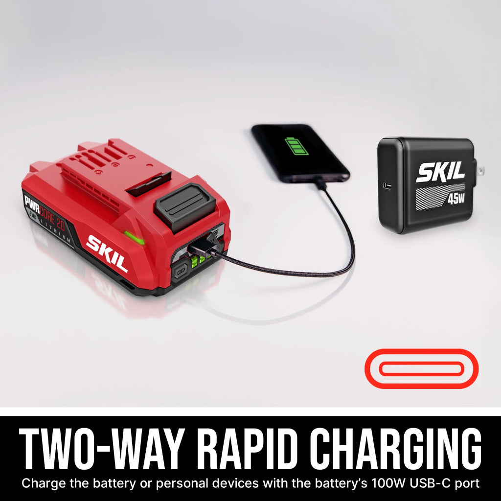 SKIL DL6300D - 12 Brushless 12V/20V Flip Drill 20V Kit, Torque Adjustment and Display with 2.0ah Battery and Charger