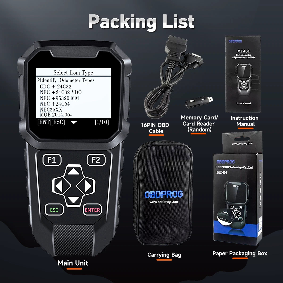 OBDPROG MT401 Automotive Odometer Adjustment Tool Cluster Correction Tool Car Diagnostic Tool OBD2 Scanner Mileage Calibration OBDII Code Reader